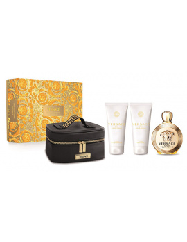 Versace Eros pour femme női parfüm szett (eau de parfum) Edp 100ml+100ml testápoló+100ml tusfürdő+táska