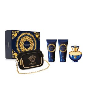   Versace pour femme Dylan Blue női parfüm szett (eau de parfum) Edp 100ml+100ml Testápoló+100ml Tusfürdő+Clutch